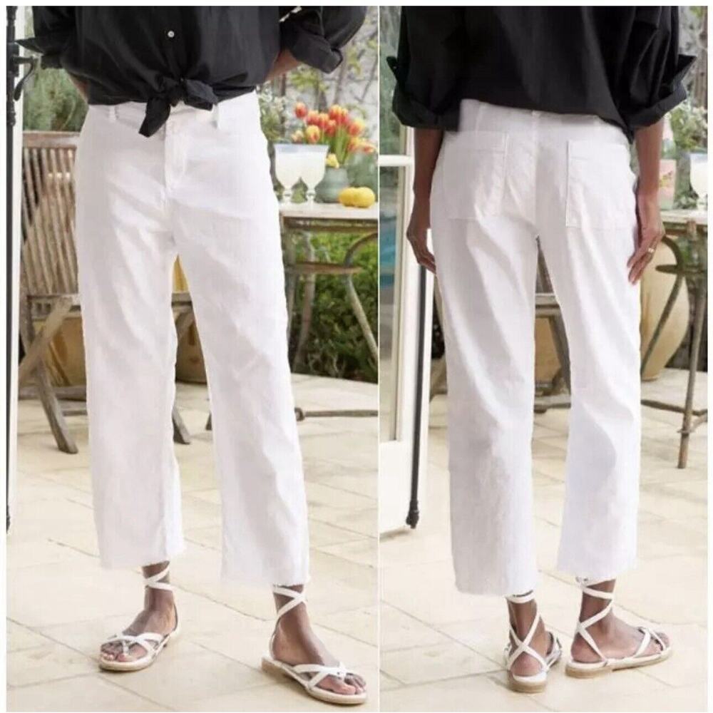 Frank and Eileen Italian Performance Linen Kinsale The Trouser White Size 10 - Picture 1 of 8